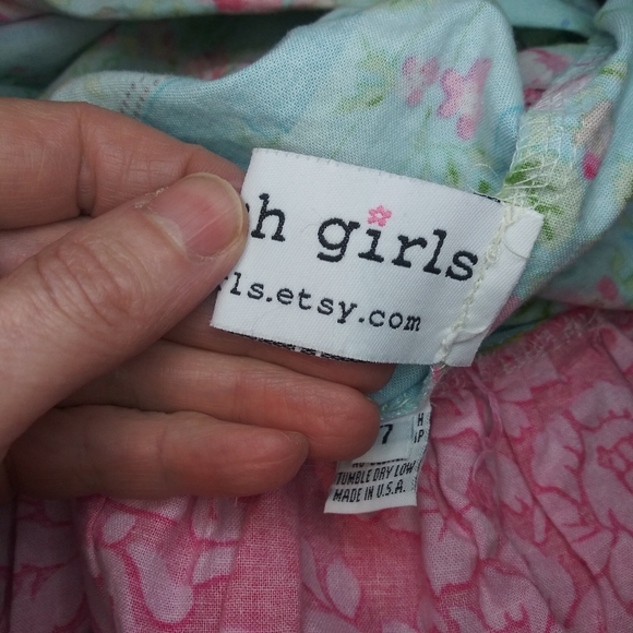 3/$18 Pish Posh Girls Cottagecore Style Patchwork Floral Ruffled Hem Dress - Picture 9 of 11